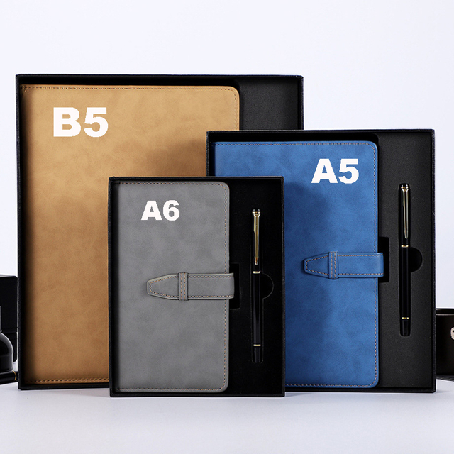 Office Supplies Custom LOGO Promotional Gift Leather Notebook with Box and Pen