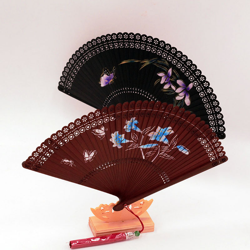 Wholesale cheap price Chineses fan custom bamboo hand fans for women engrave logo african folding fan