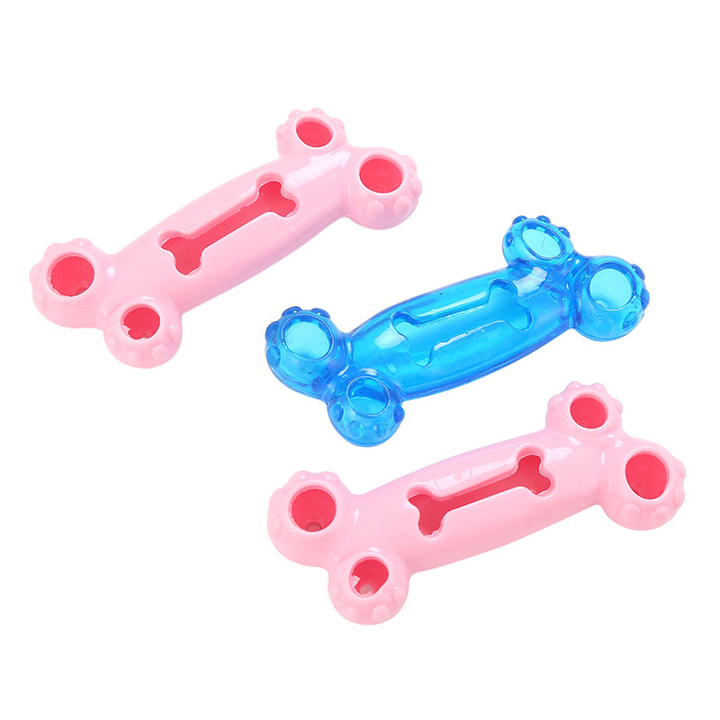 Wholesale Pet Products Leakage Food TPR Bone Resistance to Bite Dog Bone Teeth Training Toys Grinding Teeth Toys