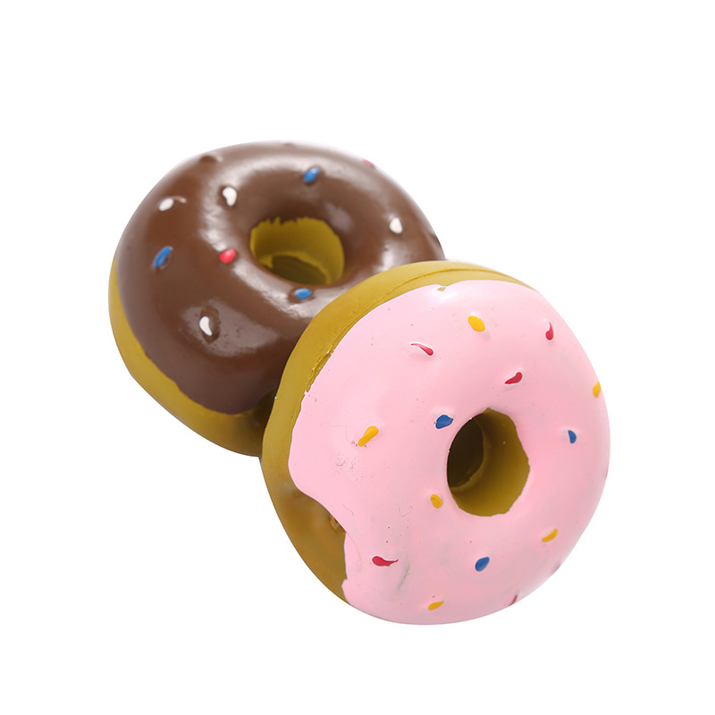 Squeaky Toys Latex Soft Dog Ball Toys Rubber Donuts Chewing Squeak Toy Fetch Play Balls for Puppy Small Medium Dog Pets