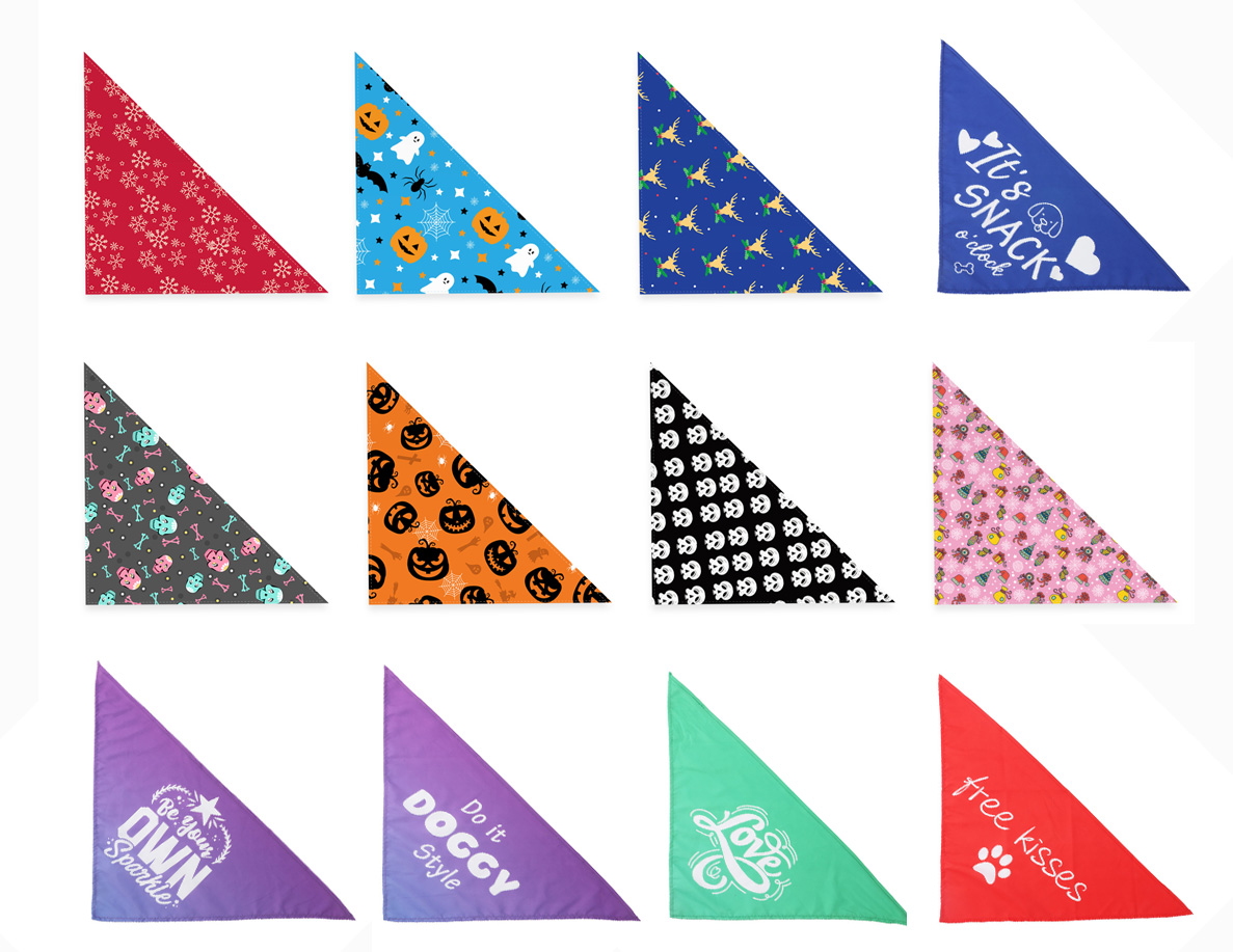 Custom Pet Dog Bandana Triangle Bib for Doggy Cats Christmas Halloween Holiday Party Decoration Pet Apparel Accessories