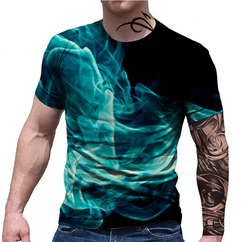 Men's Graphic Rainbow T Shirt Short Sleeve 3D Print Round Neck Shirt Streetwear Exaggerated Basic Daily Going Out Clothing