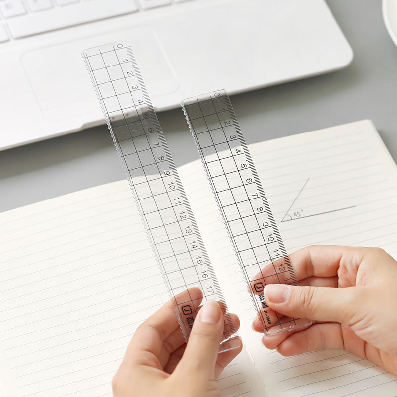 Wholesale Stationery Students Measuring Tools Supplies Promotional Transparent Plastic l Shaped Ruler Bookmark for School