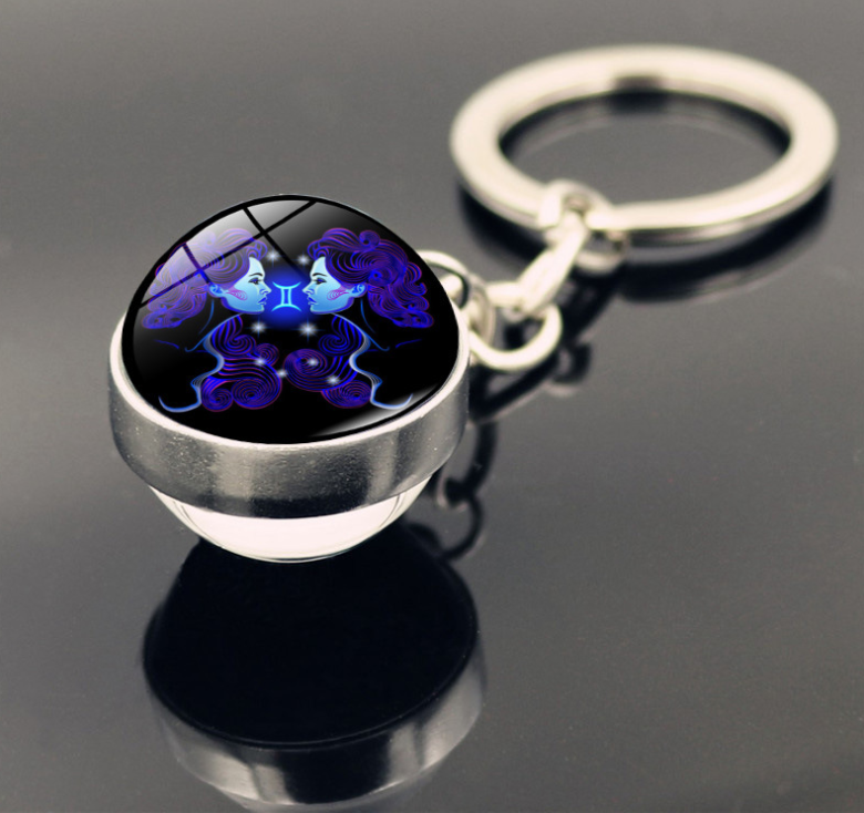 12 Constellations Trendy Durable Custom Printed Metal Pendant Keychain for Gifts