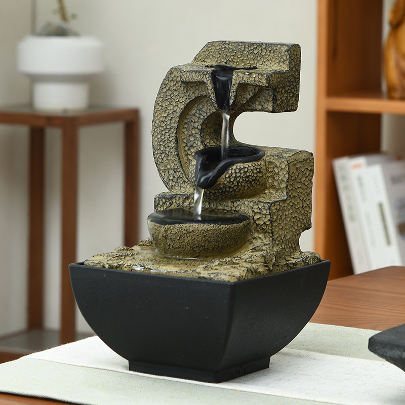Zen Mini Indoor Metal Natural Rocks Tabletop Water Fountain for Office Home&bedroom