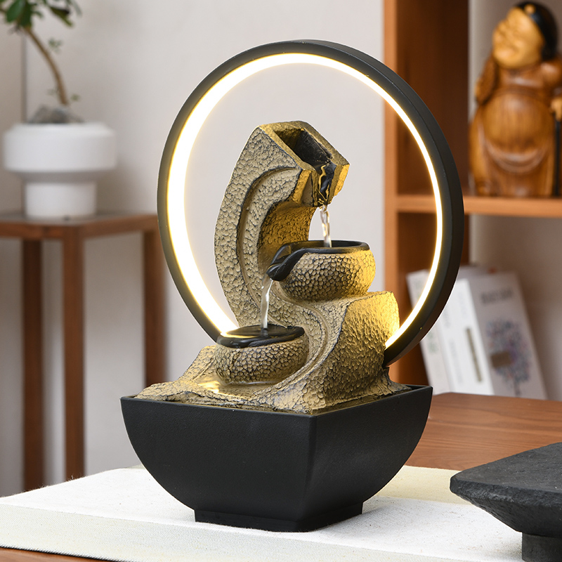 Home Decoration Indoor Waterfall Resin Natural Tabletop Water Fountain for Office Home&bedroom