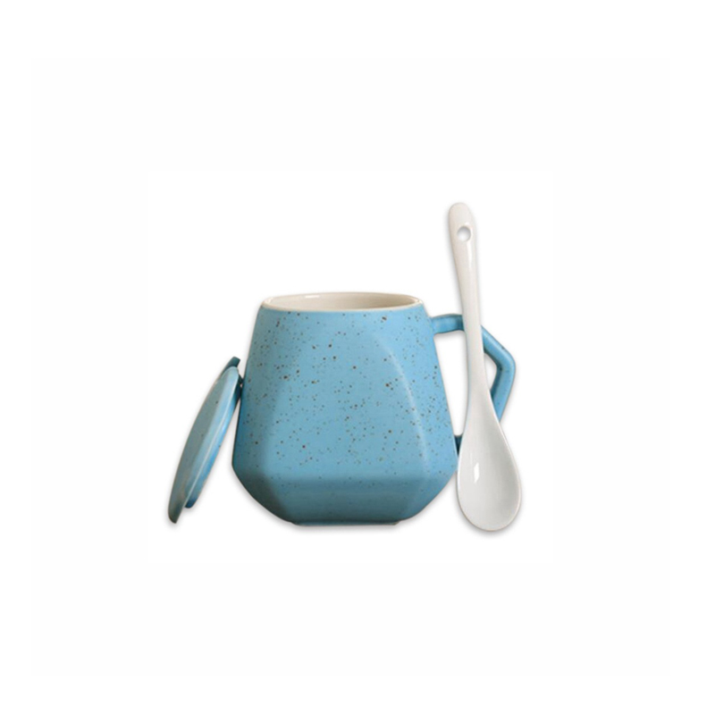 Wholesale Coffe Promotional Gift Custom Ceramic Cup Set with Covers&spoon