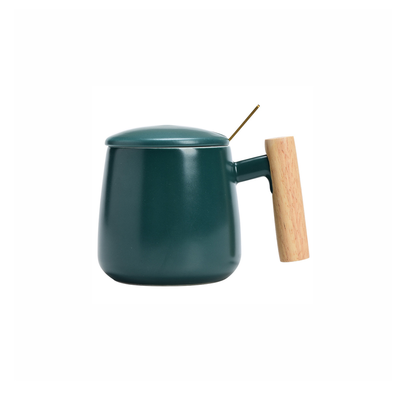 Coffee Milk Promotional Business Gift Custom Wooden Handle Cup Set with Covers&spoon