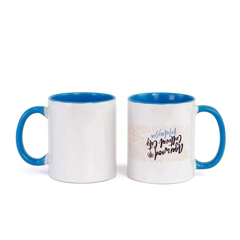 Wholesale Top Quality Ceramic Mug Colorful Handle Cup Custom Logo 11oz White Blank Sublimation Mug Coffee Mug