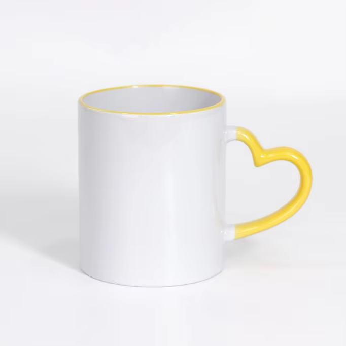 Couple Heart Handle Promotional Gifts Custom Ceramic Cups for Juice Milk Coffee