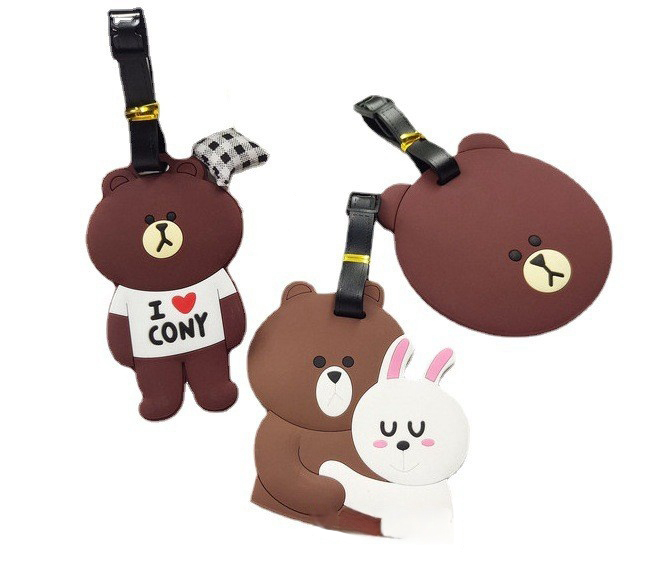 Cute Anime PVC 3D Custom LOGO Hotel Boarding Luggage Tag Travel Label for Travel Bag