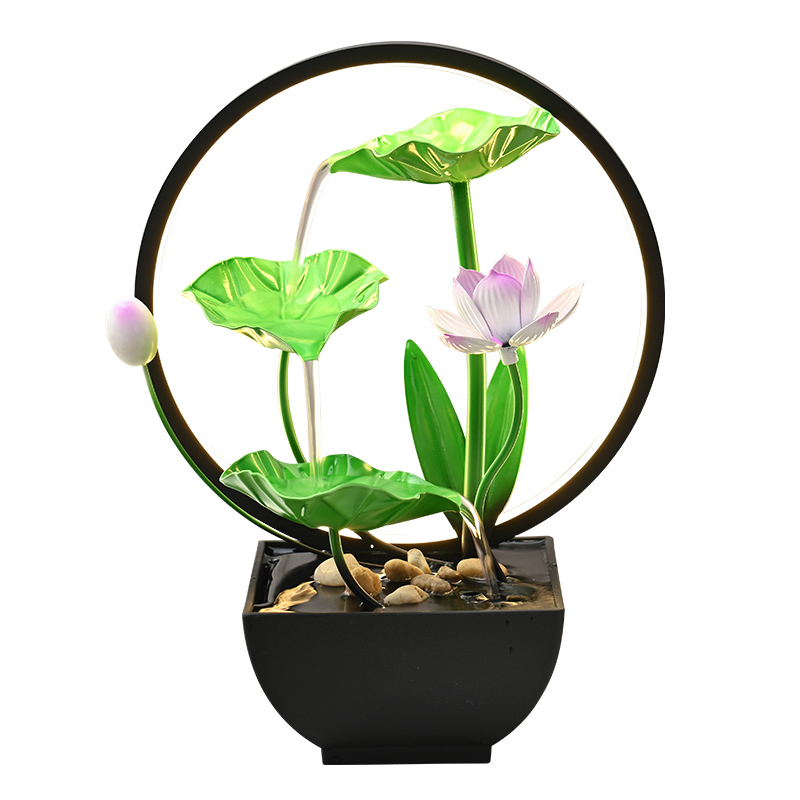 Indoor Decoration LED Ring Light Natural Rocks Tabletop Water Fountain for Office Home&bedroom
