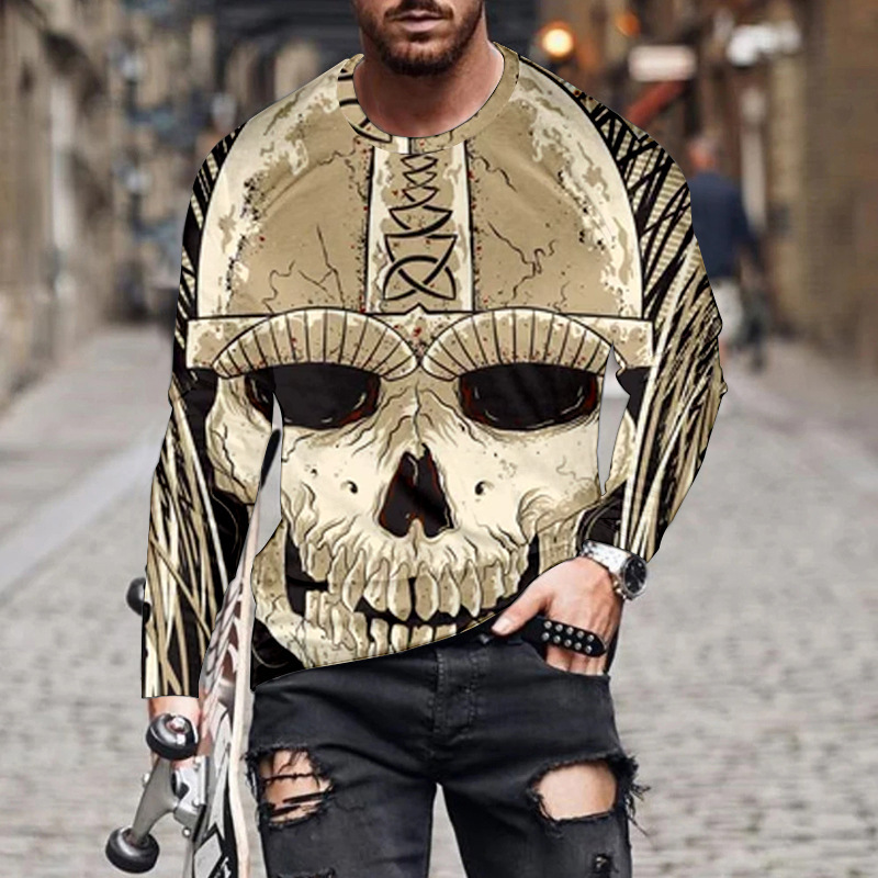 Sublimation Printed Sweatshirt for Men Skulls and Roses Outdoor Custom Hot Selling Street Fashion Wear Sweatshirt