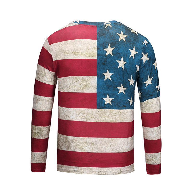 Hot Sale Sublimation Custom Men Long Sleeve Quick Drying Outdoor American National Flag Clothes