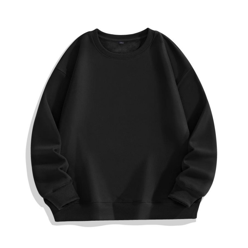 450g pure cotton Huamian silver fox velvet crewneck sweatshirt autumn and winter style plus velvet drop shoulder loose couple sweatshirt printed LOGO