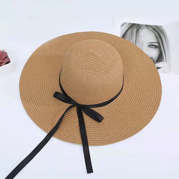 Spring Summer Retro Outdoor Promotional Custom LOGO Wide Brim Paper Straw Hat