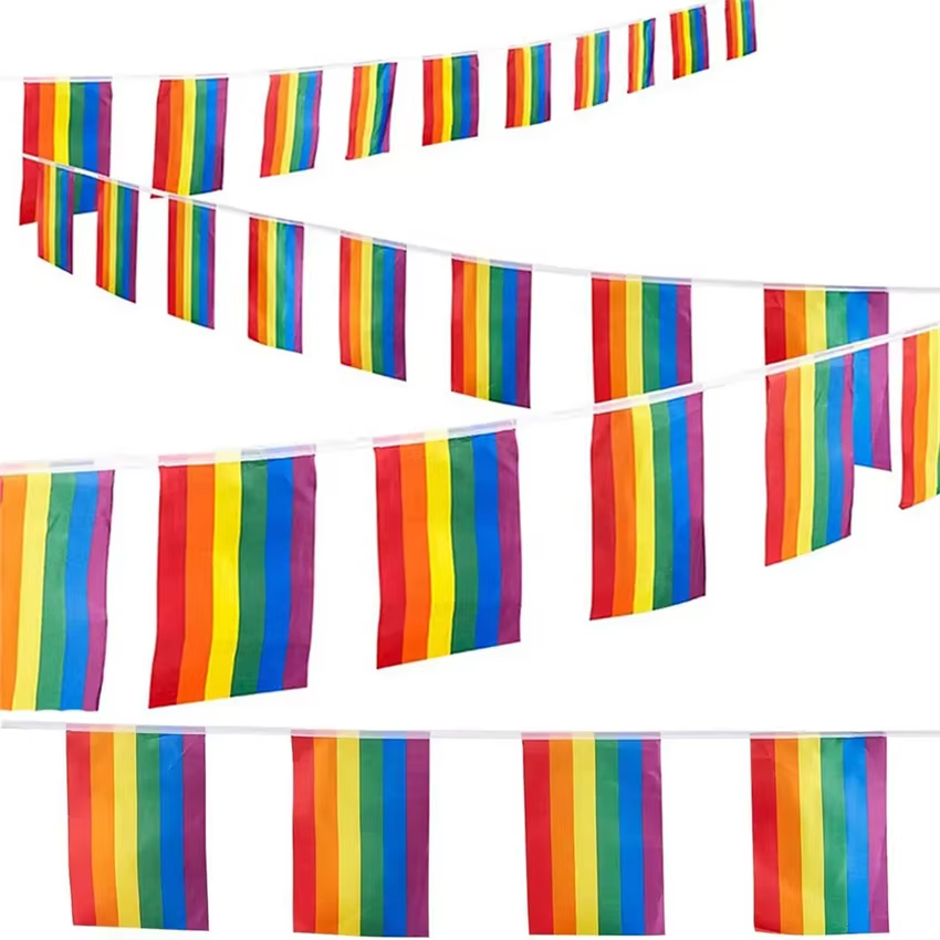 LGBT Custom Polyester celebrations Decorative Promotional Festival rainbow Bunting Flags