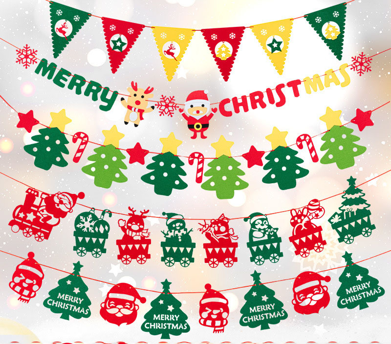 Christmas Party Custom Promotional Felt Banner Triangle Bunting Flags