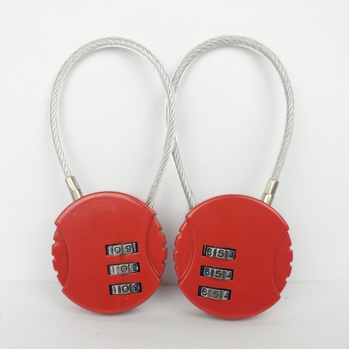 Promotional Travel Gifts Custom LOGO 3 Digit Code Zipper Bag Lock Mini Cable Wire Lock Suitcase Padlock