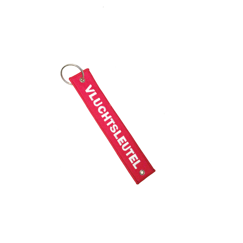 Polyester Flight Key Brand LOGO Print Promotional Woven Label Keychains