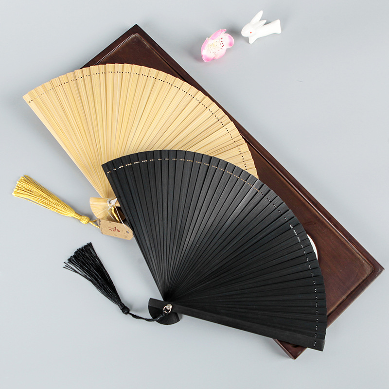 Custom Promotional Fans Engrave logo Hand Held Fan Chinese Folding Bamboo Wood Mini Hand Fan