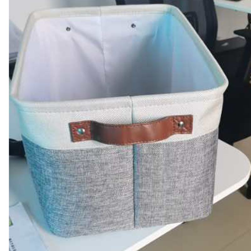 Sturdy Foldable Storage Basket or Bin with Durable leather Handles, Fabric Storage Basket Cube for home