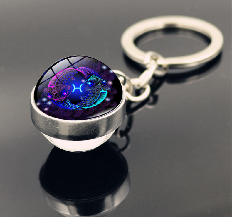 12 Constellations Trendy Durable Custom Printed Metal Pendant Keychain for Gifts