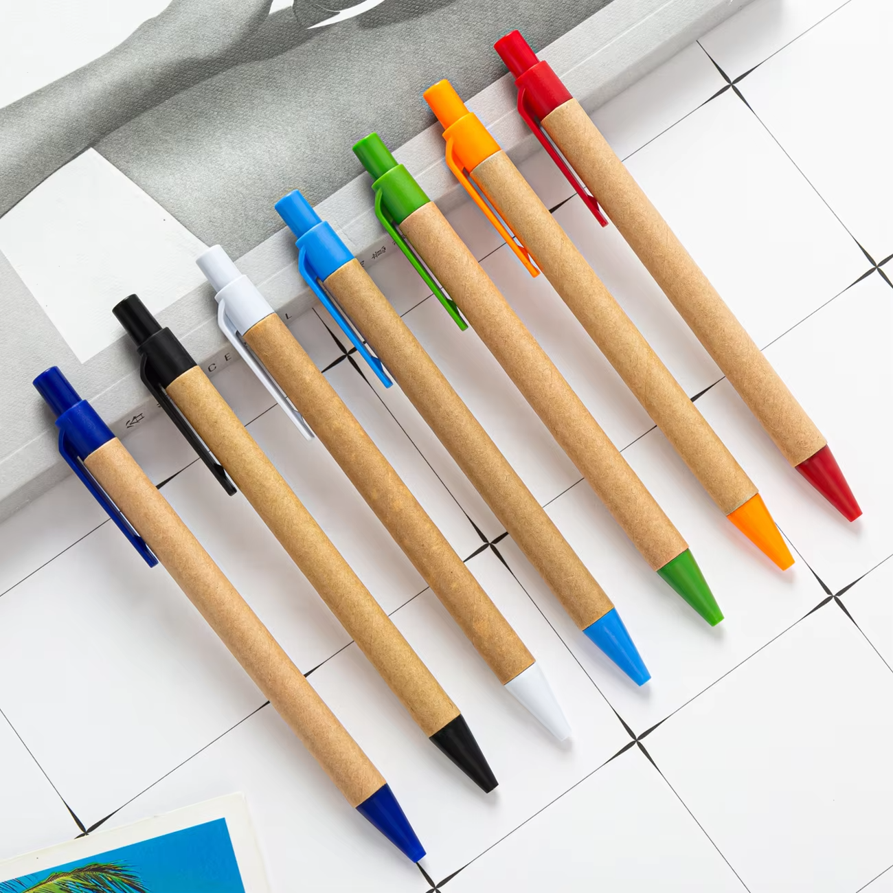 Promotional Eco Friendly Kraft Paper Ballpoint Pen Cheap Custom Logo Recycled