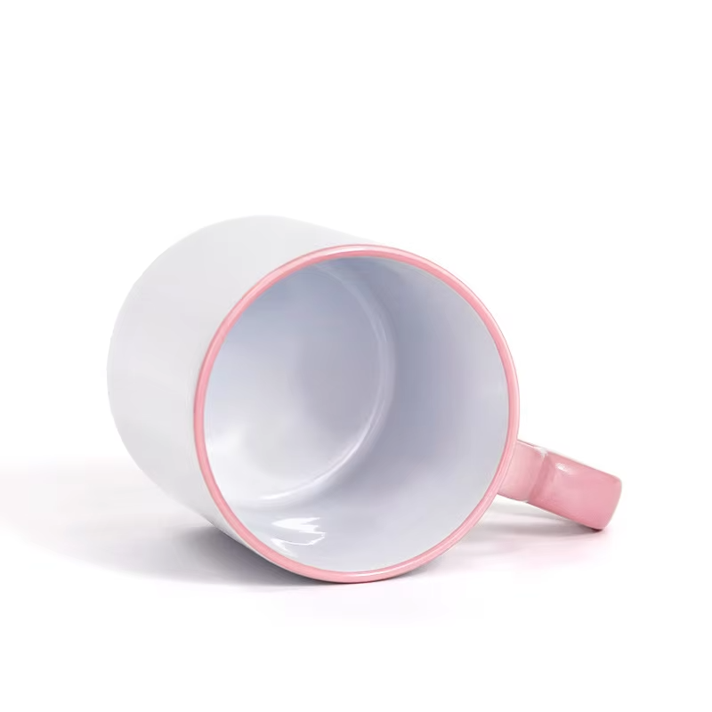Couple Heart Handle Promotional Gifts Custom Ceramic Cups for Juice Milk Coffee