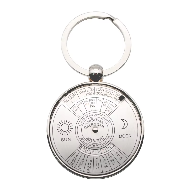 Perpetual Calendar Gifts Promotional Souvenir Custom Metal Coin Keychain