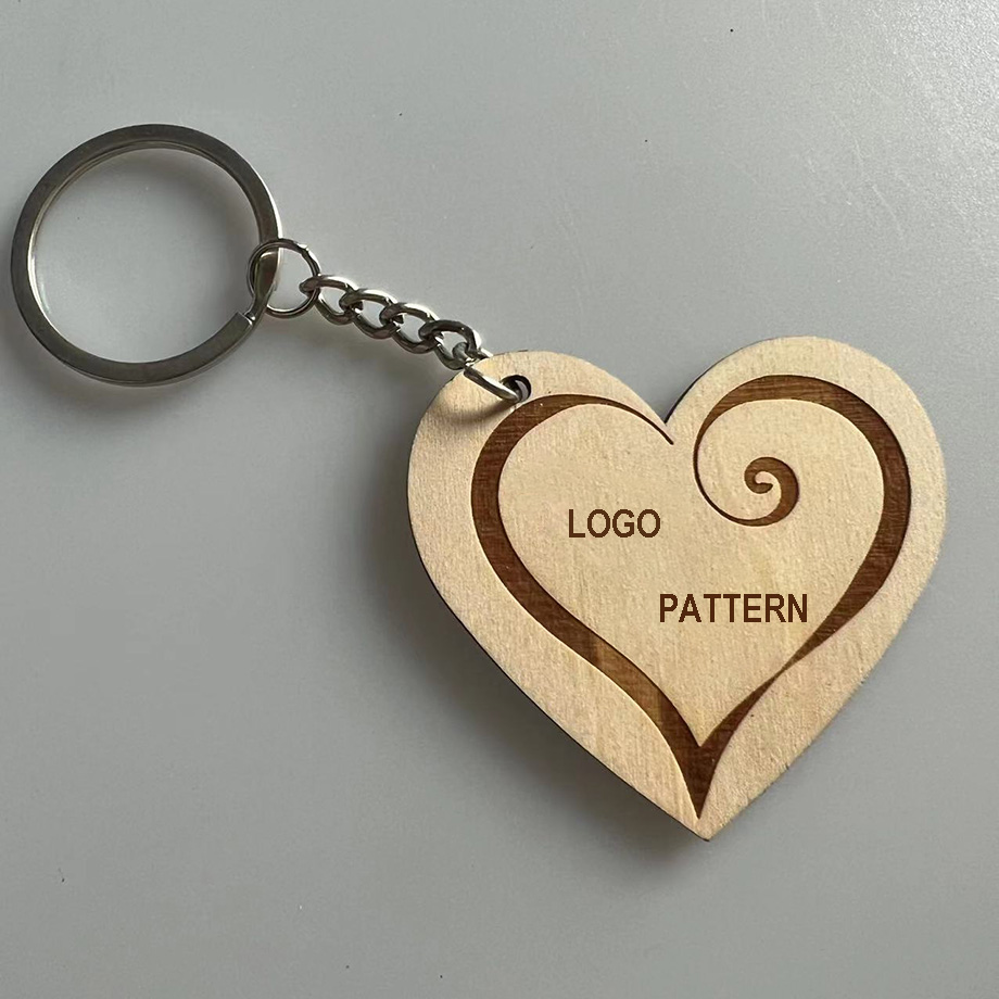 Wedding Valentine Corporate Gifts Promotional Custom Heart Wooden Keychain