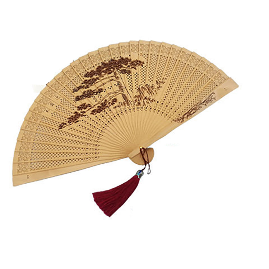 Handmade Natural High Quality Satin Fan Chinese Style Folding Fan for Wedding Hand Fan