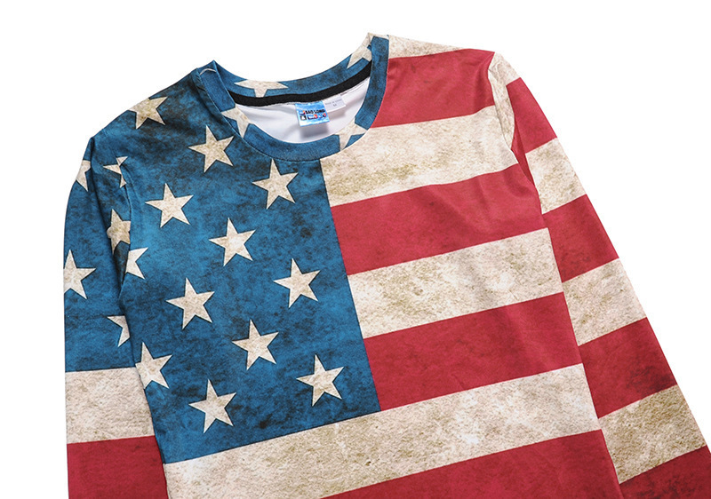 Hot Sale Sublimation Custom Men Long Sleeve Quick Drying Outdoor American National Flag Clothes