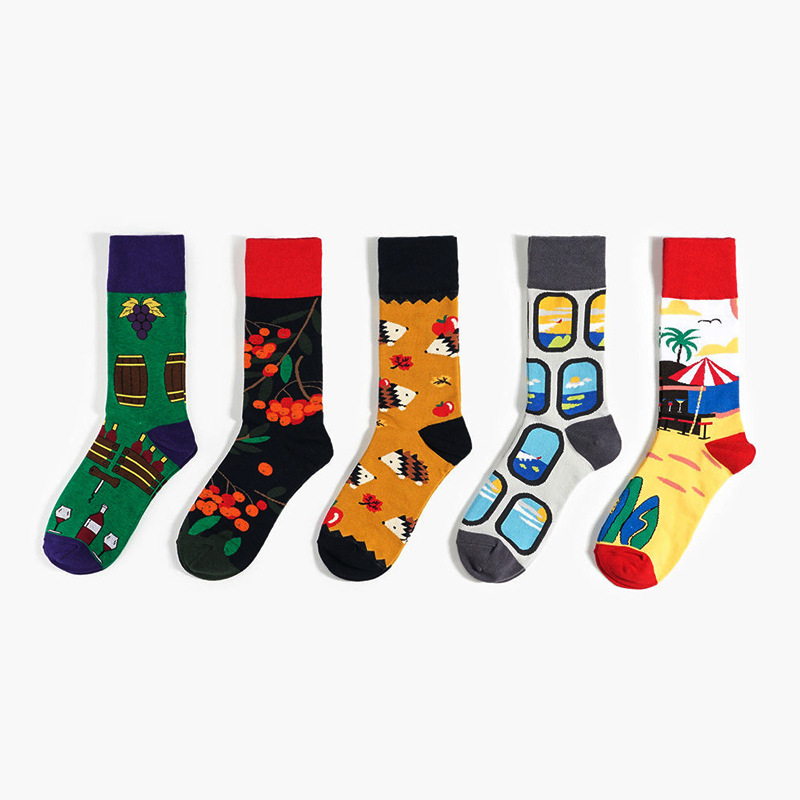 Novelty Crazy Young Boy Teen Tube Winter Funny Patterned Men Socks