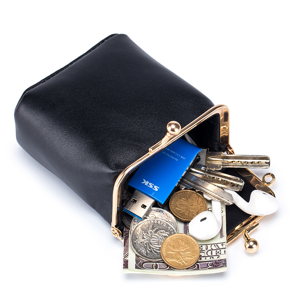 Mini Bucket Coin Purses Leather Lipstick Bag Charm Keychain Functional Women Lipstick Makeup Storage Bag
