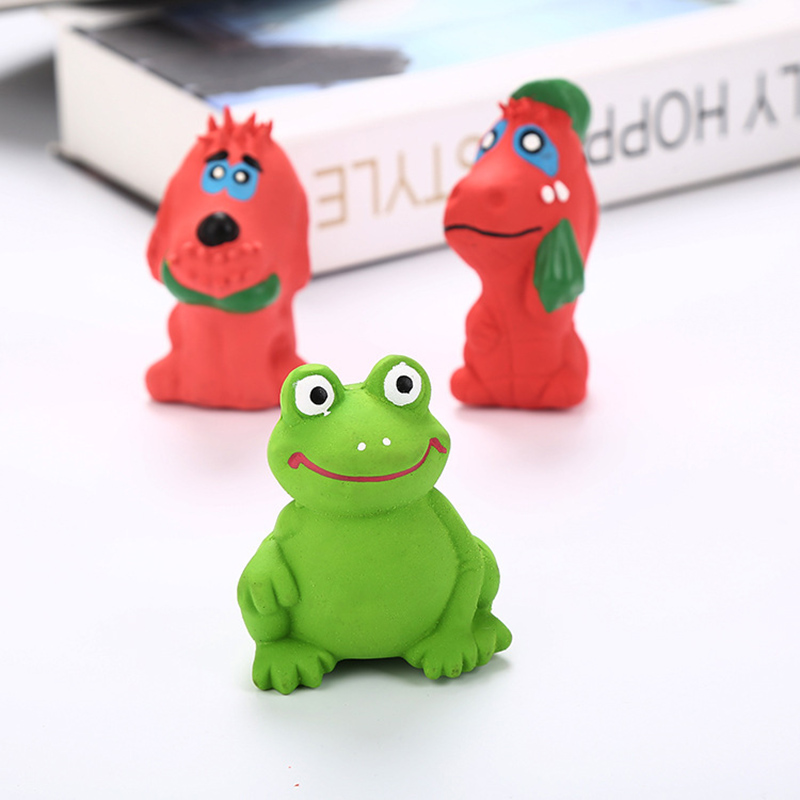 Squeaky Toy Latex Teething Frog Toy Latex Pet Training Funny Interactive Play for Small Medium Dogs