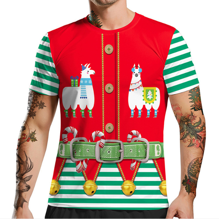 Christmas parent-child home wear sublimation printed tee shirt for activity