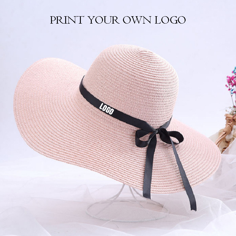 Spring Summer Retro Outdoor Promotional Custom LOGO Wide Brim Paper Straw Hat
