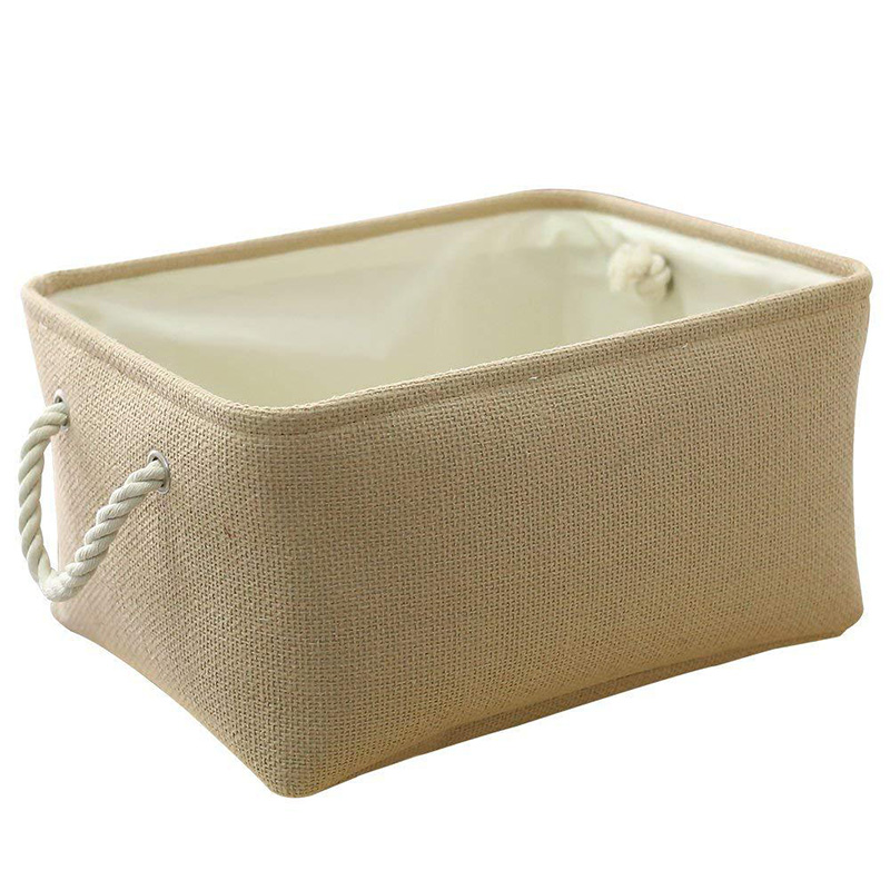 Space Saving Linen Fabric Storage Basket for Shelves Organizer Bins Fabric Boxes Bins for Home Use