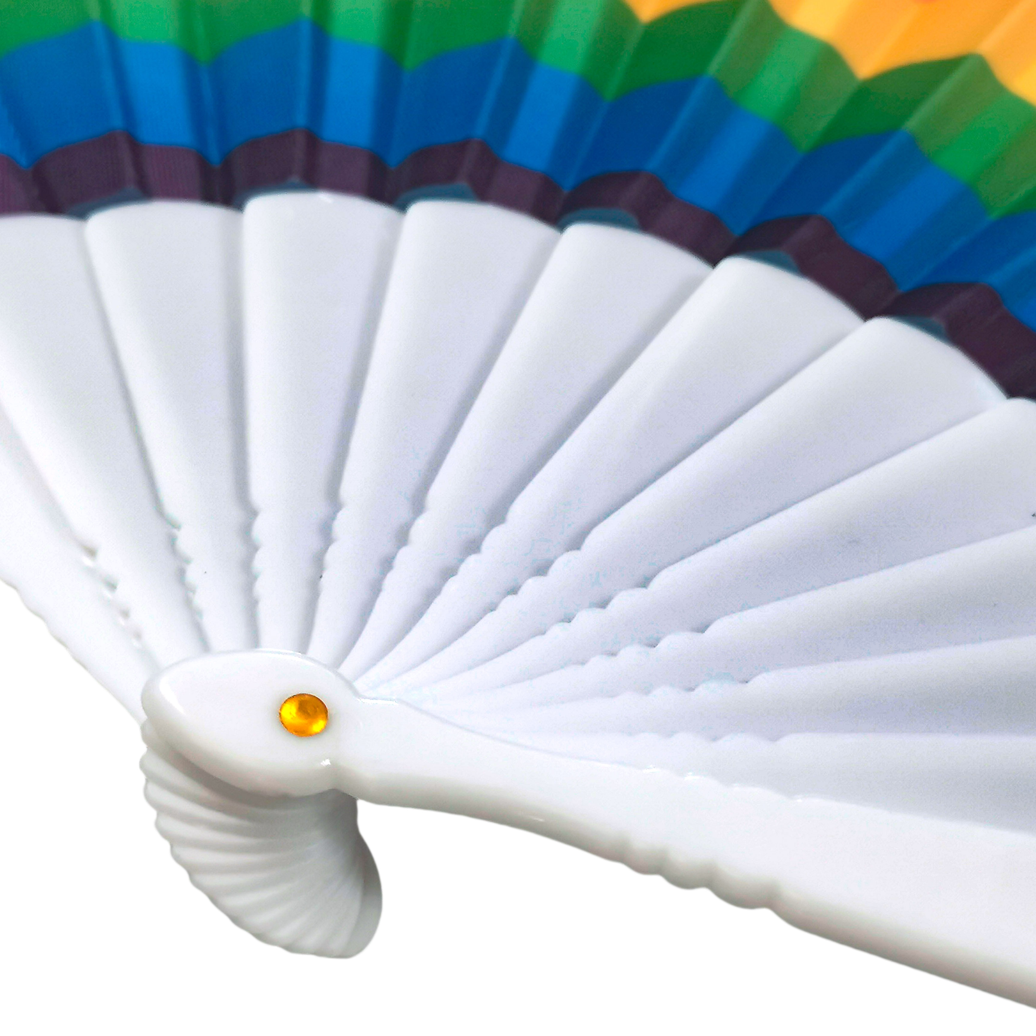 Give Away Promotional Items Custom Pattern Plastic Folding Chinese rainbow Hand Fans