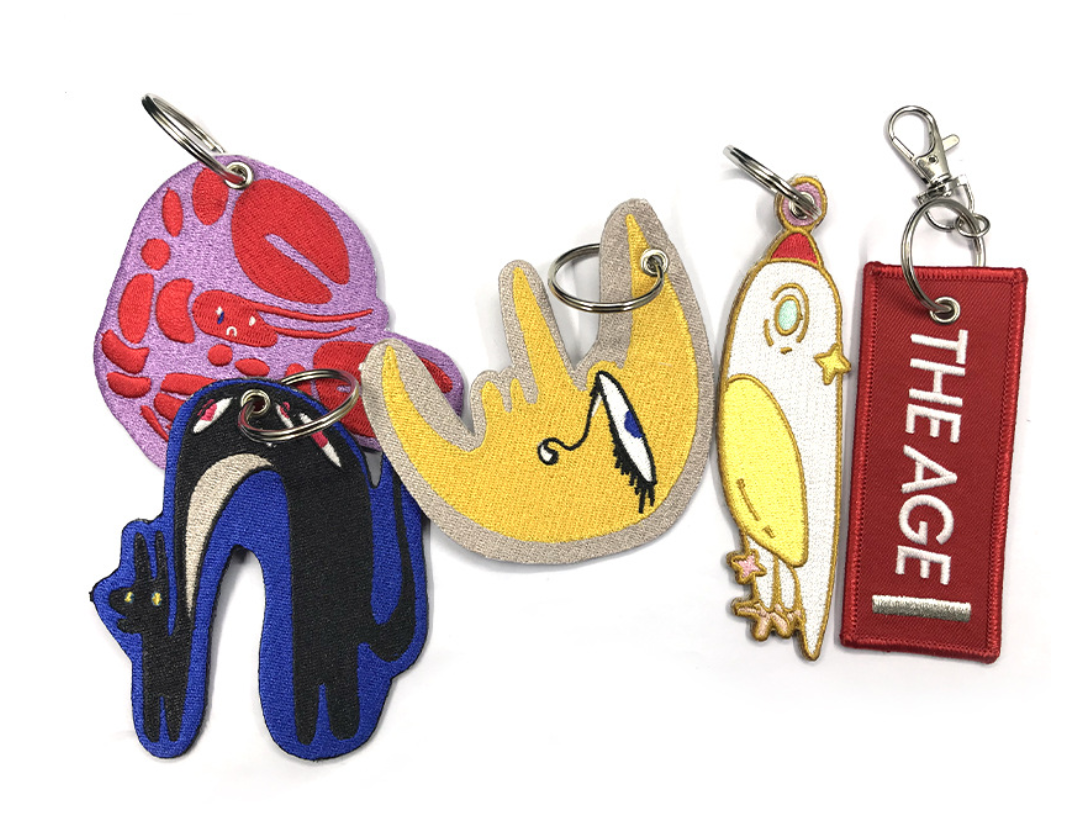 Personalization Polyester Embroidery Promotional Woven Label Keychains