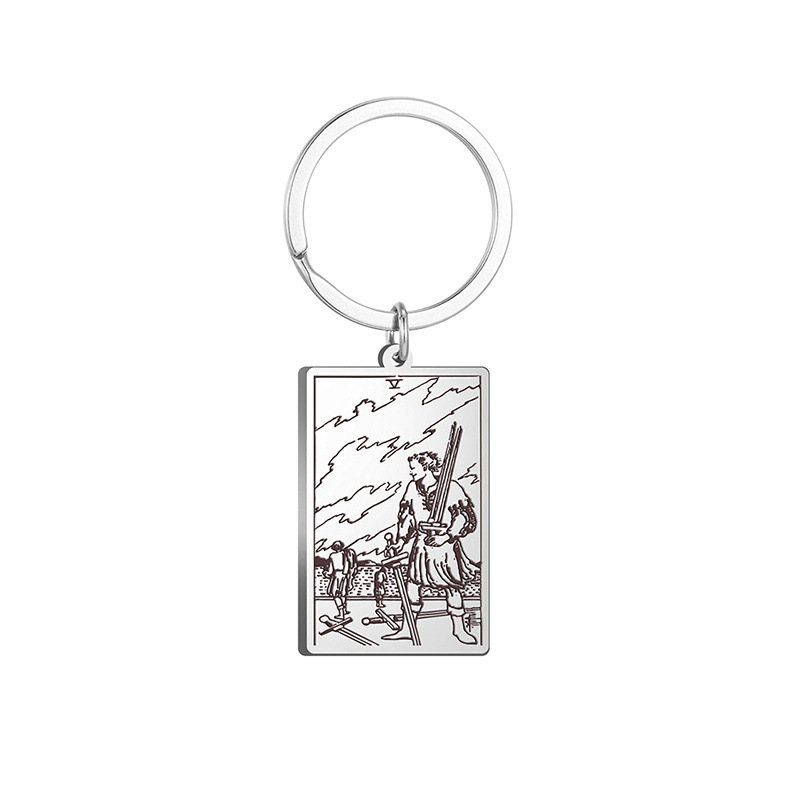 The Major Arcana Vintage Metal Stainless Steel Promotional Customizable Tarot Cards Keychain