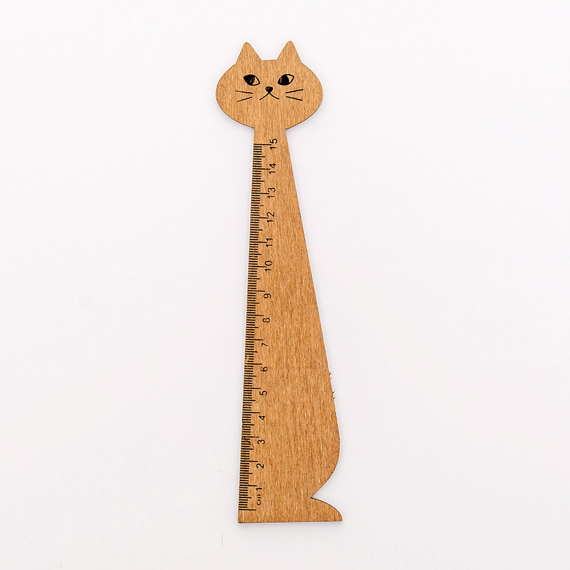 Vintage Cute Cat Design Wooden Ruler Students DIY Drawing Straight Edge Decoration Shoot Props Kawaii Cats Wood Bookmark