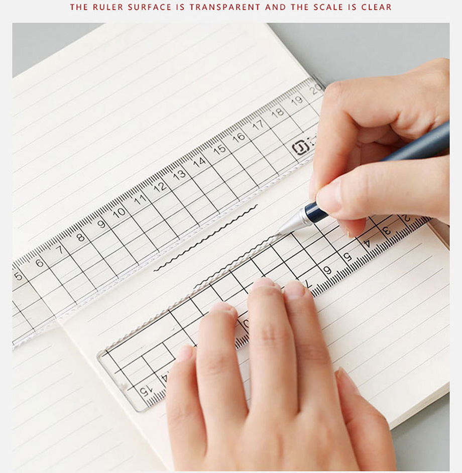 Wholesale Stationery Students Measuring Tools Supplies Promotional Transparent Plastic l Shaped Ruler Bookmark for School