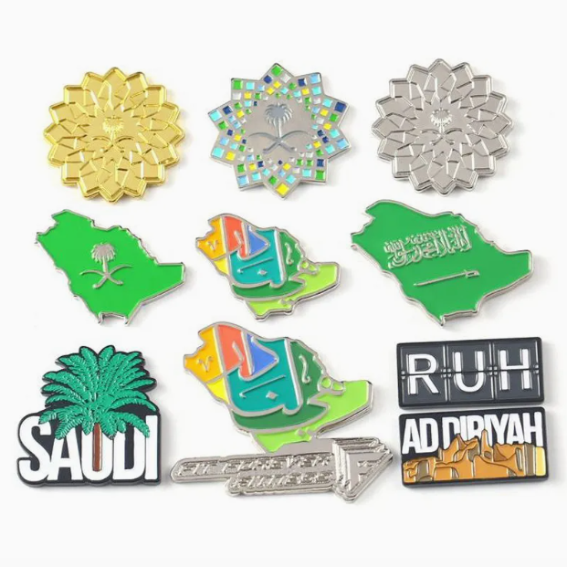 High Quality Coconut Tree Promotional Souvenir Magnet Pin Customizable Saudi Arabia Brooch Badge