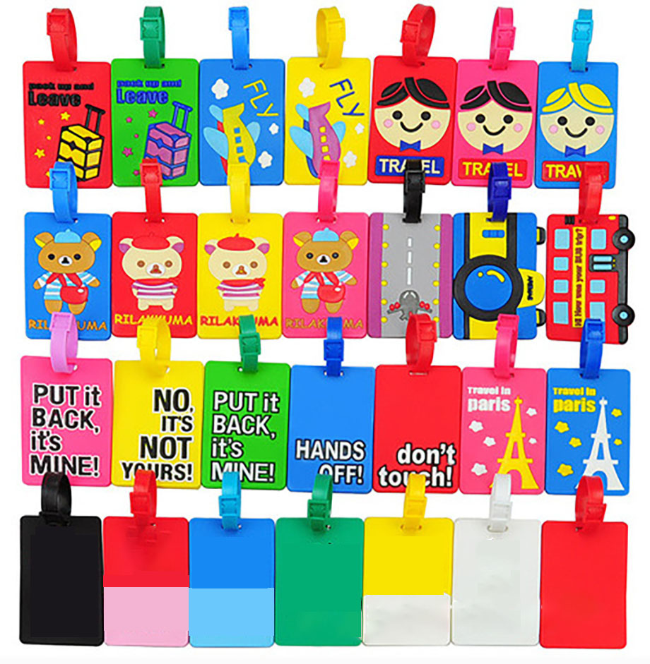 National Flag Address PVC 3D Custom LOGO Hotel Boarding Luggage Tag Travel Label for Travel Bag