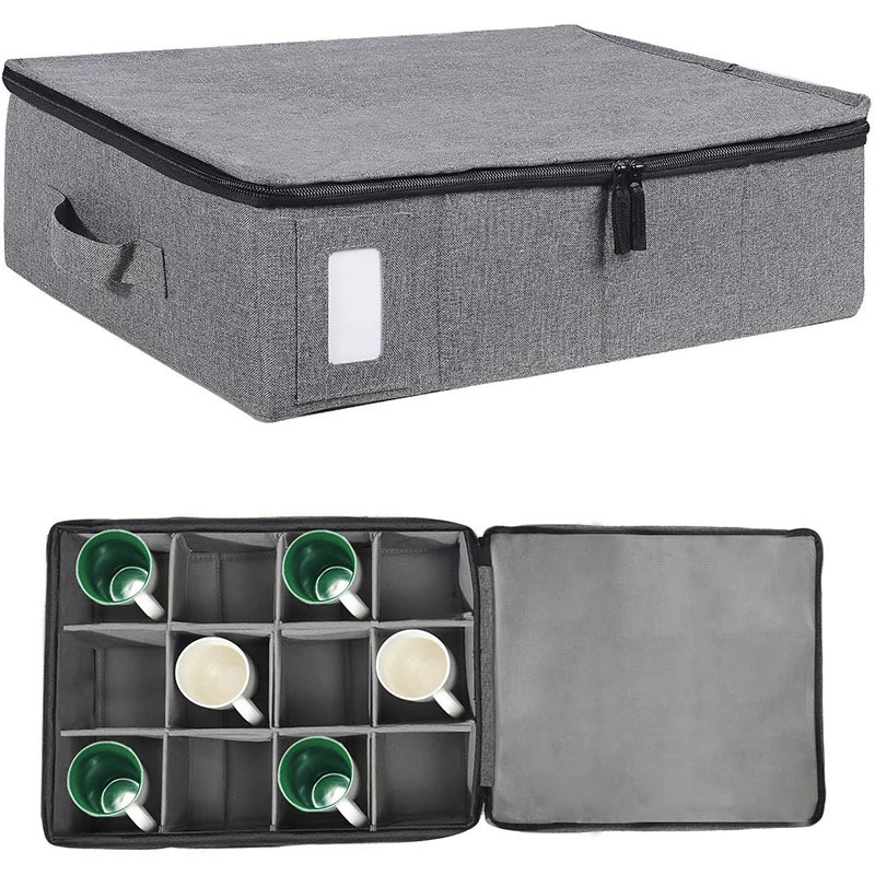 Mugs & Cups Storage Stackable Dinnerware Containers with Felt Dividers for Dishes