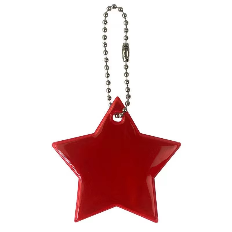 Star Colorful Promotional Gift PVC Custom LOGO Reflective Key Chain Safety