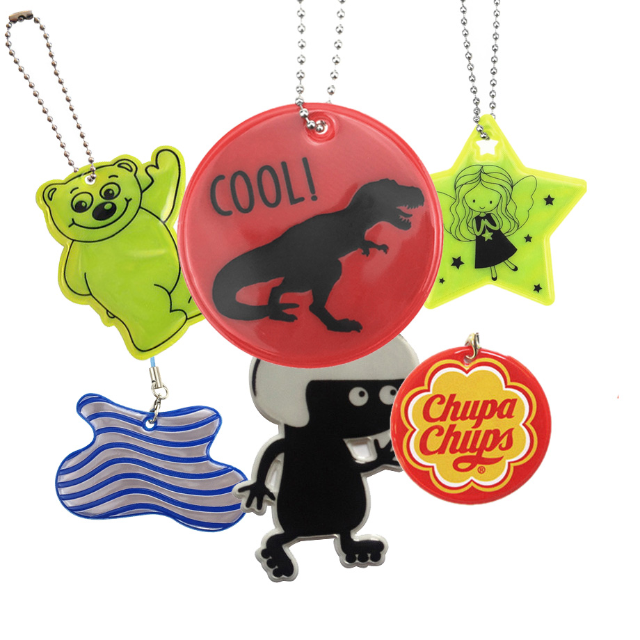 Fashion Promotional Funny PVC Custom LOGO Reflective Key Chain Charm