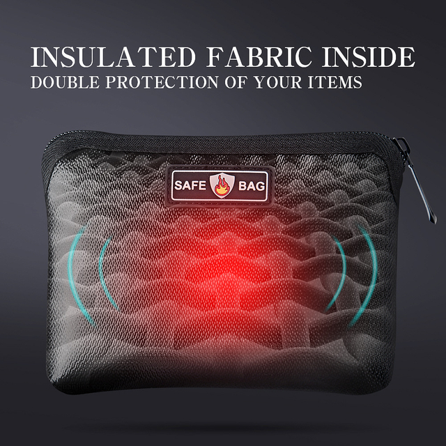 High Quality Mini Zippered Double Layer Fireproof Bag Non-Flammable Silicone Fiberglass Corrosion Resistant Cash Wallet Storage